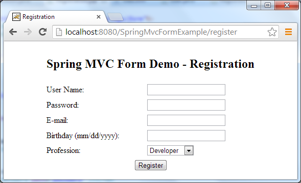 Spring mvc sales java example